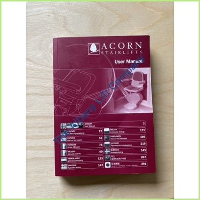 Acorn Or Brooks Stairlift T502 Multilingual User Manual Parts
